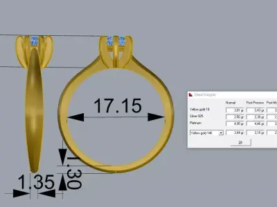 Elegant Diamond Ring Jewelry Gold 3D print model