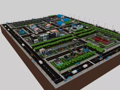360 Low Poly Cartoon City Models  Low-poly 3D model