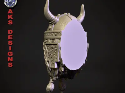 Ancient viking Warrior Bas relief Wall decor 3D print model