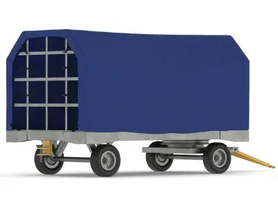 Covered Airport Luggage Trailer 3D model
