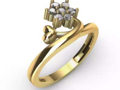 Ring Love Flower R-001 3D print model