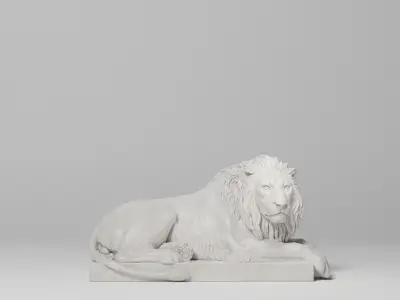 Recumbent Lion Sculpture VR AR Mobile-ready Game-ready Low-poly 3D model