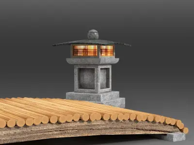 Bridge with a flashlight Low-poly 3D model