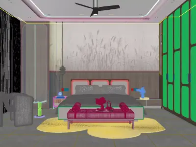 Luxury Modern Master Bedroom 3D Scene Photorealistic Interior 3D model