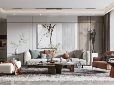 Modern living room 3D model 9