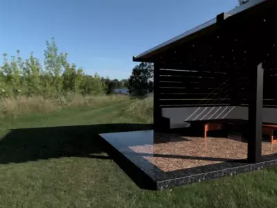 Pergola 2 - modern wood and metal  3D model