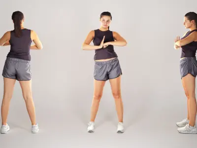 Sporty young woman posing 154 Low-poly 3D model