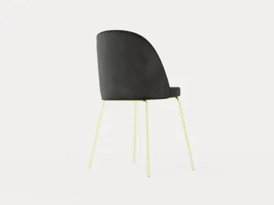 Felipe Dining Chair Velvet Gray Brass Low-poly 3D model