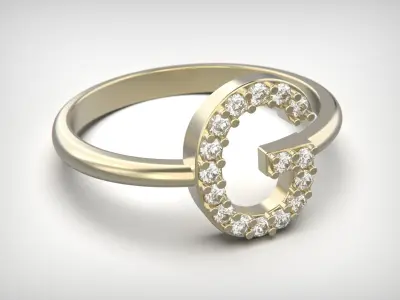 221230 ring with G letter 3D print model