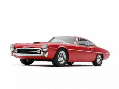 Classic Red 1950s and 60s Sports Coupe Low-poly 3D model