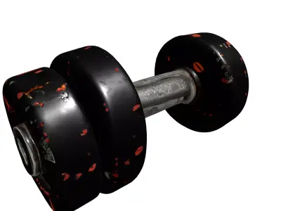 Realistic Worn Gym Dumbbell Low-poly 3D model