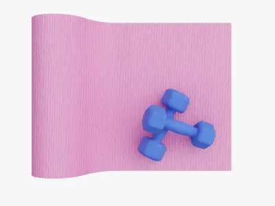Dumbbells and yoga mat 3D model