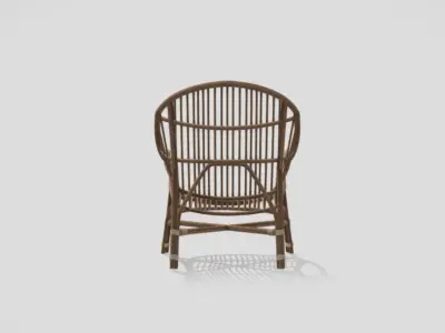 Rattan braided armchair in brown color 3D model