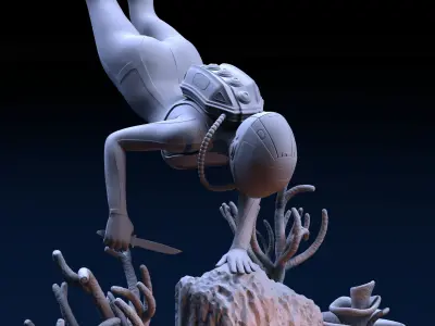 SCI-FI SCUBA DIVER DIORAMA 3D print model