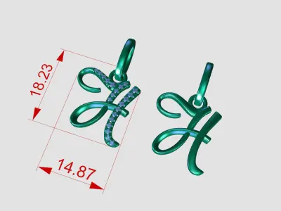 Initial Letter H Alphabet pendant 3D print model