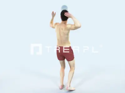 Virtue 04K Beach Serving Sports Man Low-poly 3D model