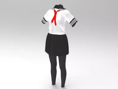 3D White School Dress 3D model