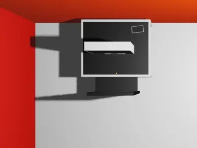 Office with desktop chair table and phone Free low-poly 3D model