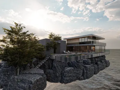 Luxurious Villa with Infinity Pool and Sea View - Lumion Ready 3D model