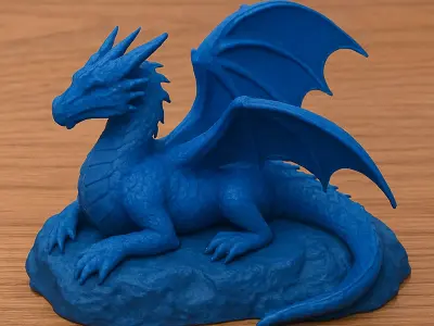 Sgaeyl Blue Dragon on Rock 3D print model