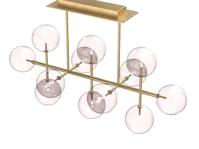 Glass Globe Mobile Linear Chandelier 3D model