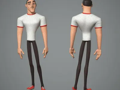 Male cartoon character Luke 3D model