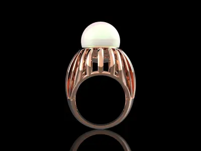 Fashion Ring With Pearl 3D Print Model 3D print model