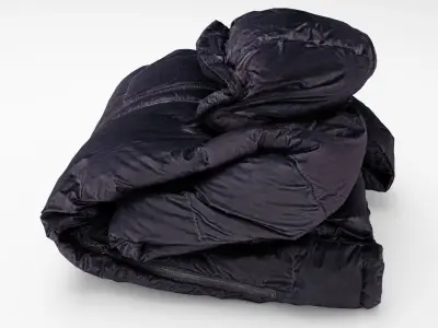 Black down casual winter jacket generic folded for sport hiking  3D model