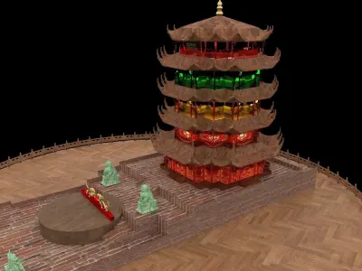Chinese ancient tower  3D model