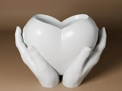 Hand Holding Heart planter - 3D printed Vase  3D print model