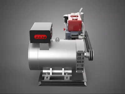COMPACT DIESEL ENGINE TURBINE DYNAMO GENERATOR SET MACHINERY KVA 3D model