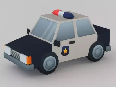 Cartoon Low Poly Car 05 - Police Car Low-poly 3D model