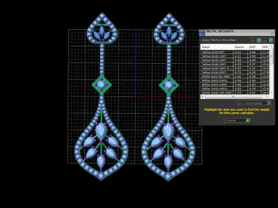 Precious Earrings with Marquise and Pear Diamond 3D print model