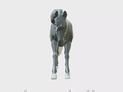 Majestic Black Friesian Horse in Motion Low-poly 3D model