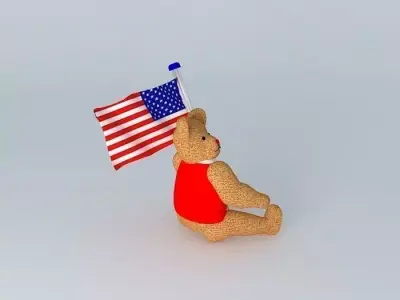 Teddy Bear with American flag Free 3D model