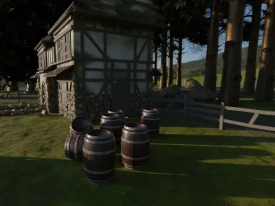 Medieval House Free low-poly 3D model 2