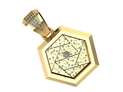 HEXAGON SHAPE LUXURY PENDANT 3D PRINTABLE MODEL 3D print model