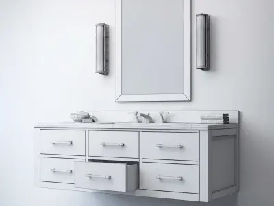RH Hutton single extra-wide floating vanity 3D model