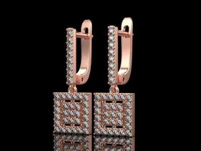 Square earring model 494 3D print model