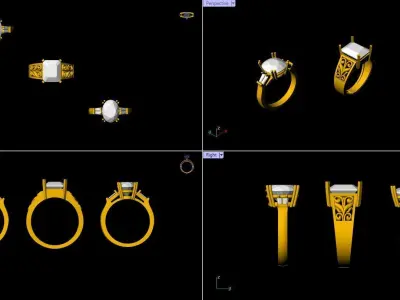 Diamond Gents Ring - 3 pis - 008 3D print model