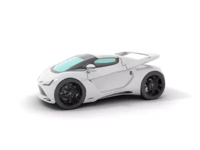 Futuristic Silver Supercar model pack Low-poly 3D model