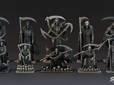 Death Reaper Statue Pack Low-poly 3D model