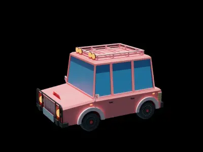 low poly car rig 3D model