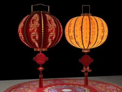 Chinese red lantern  3D model 33