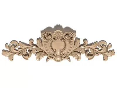 Cartouche-004 carved ornate crown molding 3D model