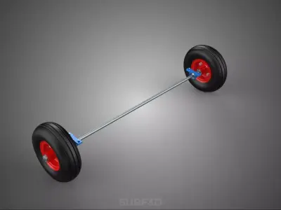 AXLE HUB ROD SHAFT WHEEL TIRE RIM CART TROLLEY BARROW BEARING 10 3D model