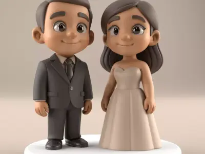 Cute Wedding Couple STL Model 3D print model