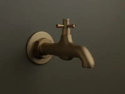 Wintage Water Tap and Wintage water pipe copper material Free 3D model