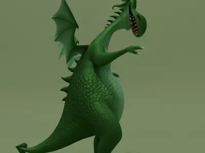 Cartoon Dragon Green and Red 3D model