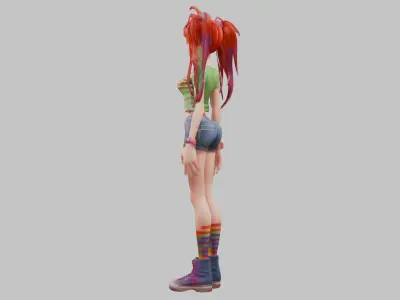 Female Full Body Game Character Model Low-poly 3D model
